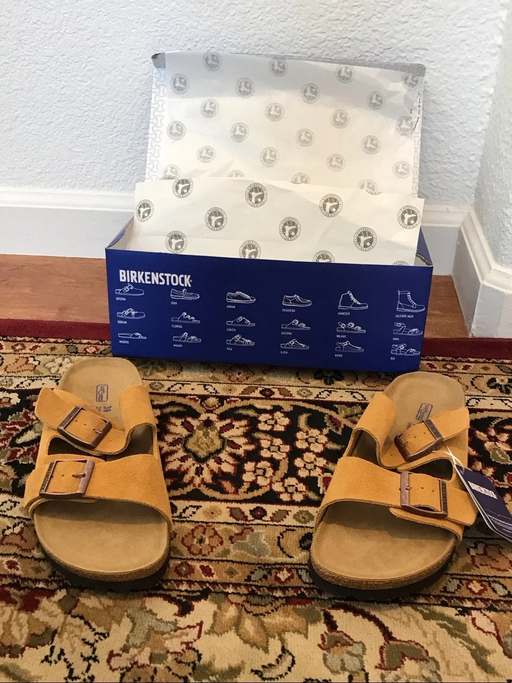 Birkenstock Arizona Suede Two-Strap Sandals in Mink